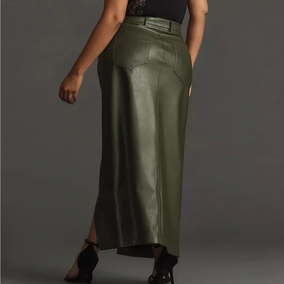 Anthropologie The Madi Faux-Leather Front-Slit Maxi Skirt by Pilcro - Picture 10 of 13